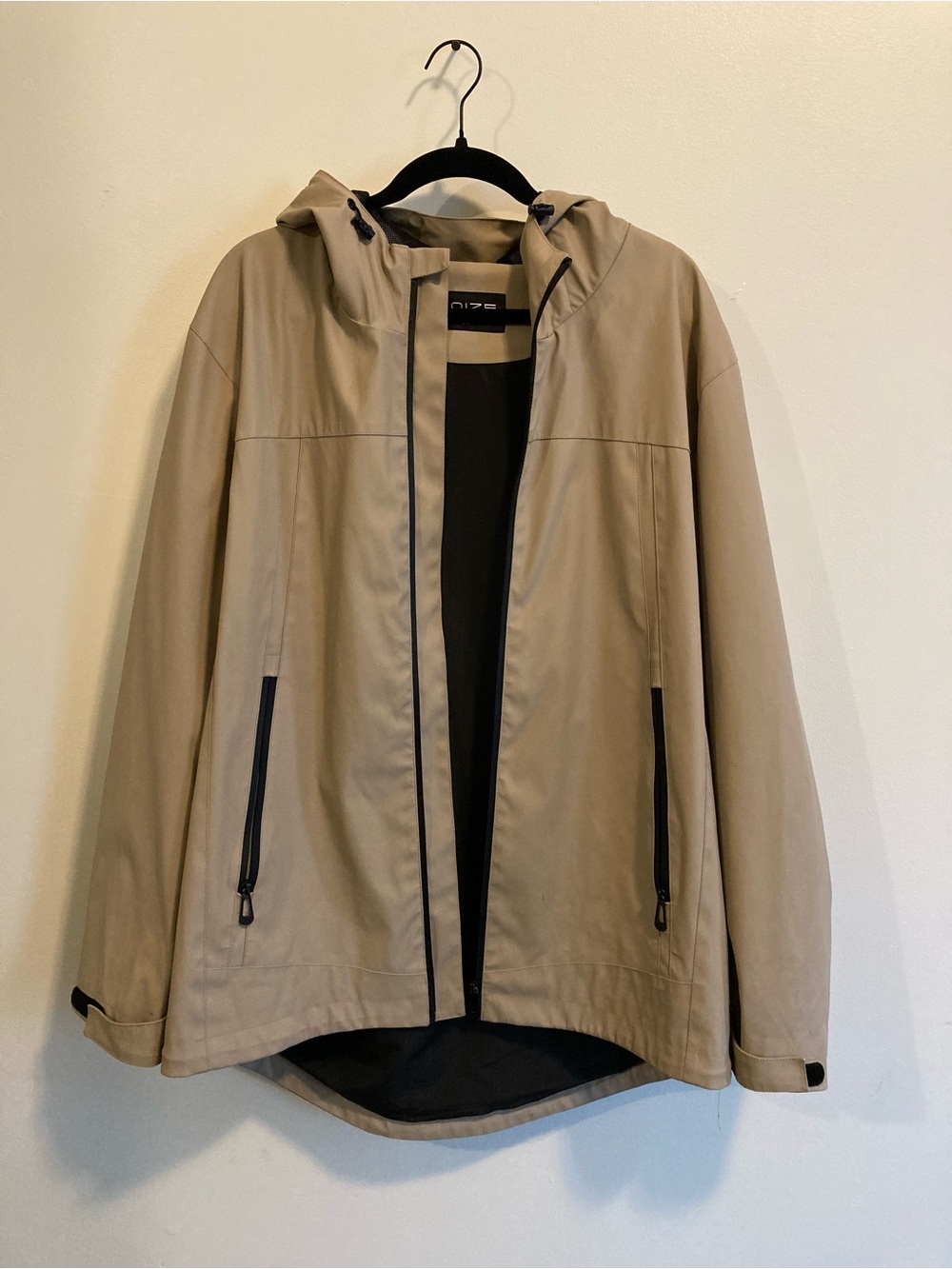 Noize Beige Hooded Raincoat with Black Trim Men’s